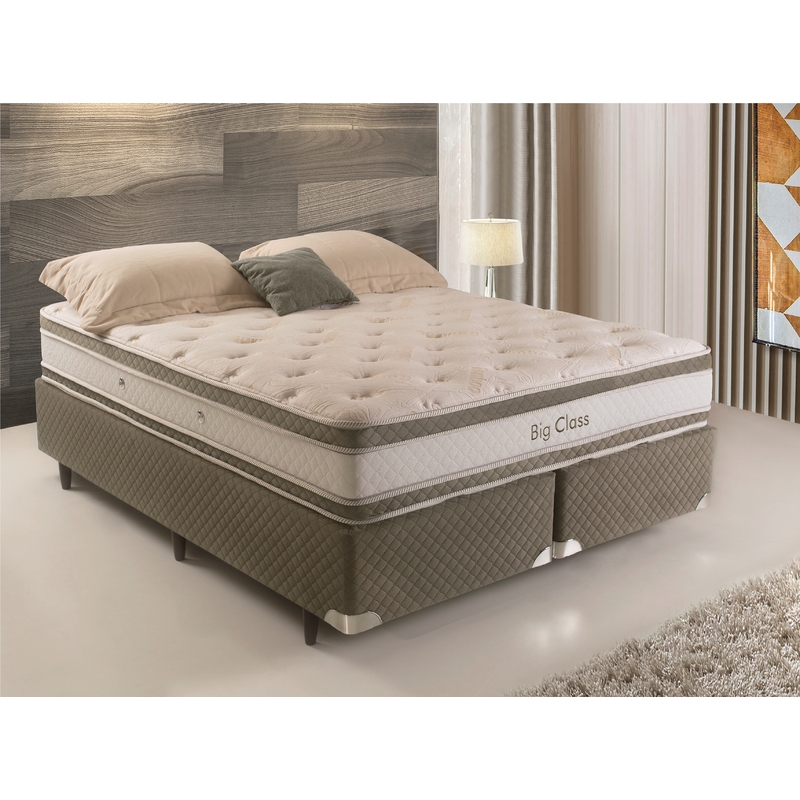 Colchão + Cama Box Herval de Casal Big Class Pillow Top Duplo 138x188x71cm Molas ConforClass