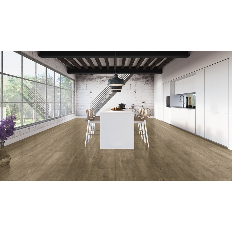 Piso Laminado Quick Step Eligna Wide 8mm x 19 x 1,35cm (m²) Carvalho Café Restaurado QEW 3679