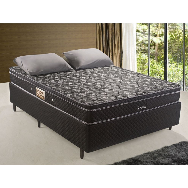 Colchão + Cama Box Herval Troya de Casal 138x188x59cm
