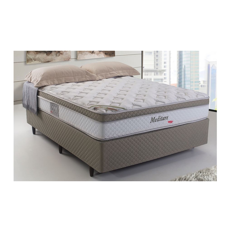 Colchão + Cama Box Herval Meditare King Size 193x203x68cm