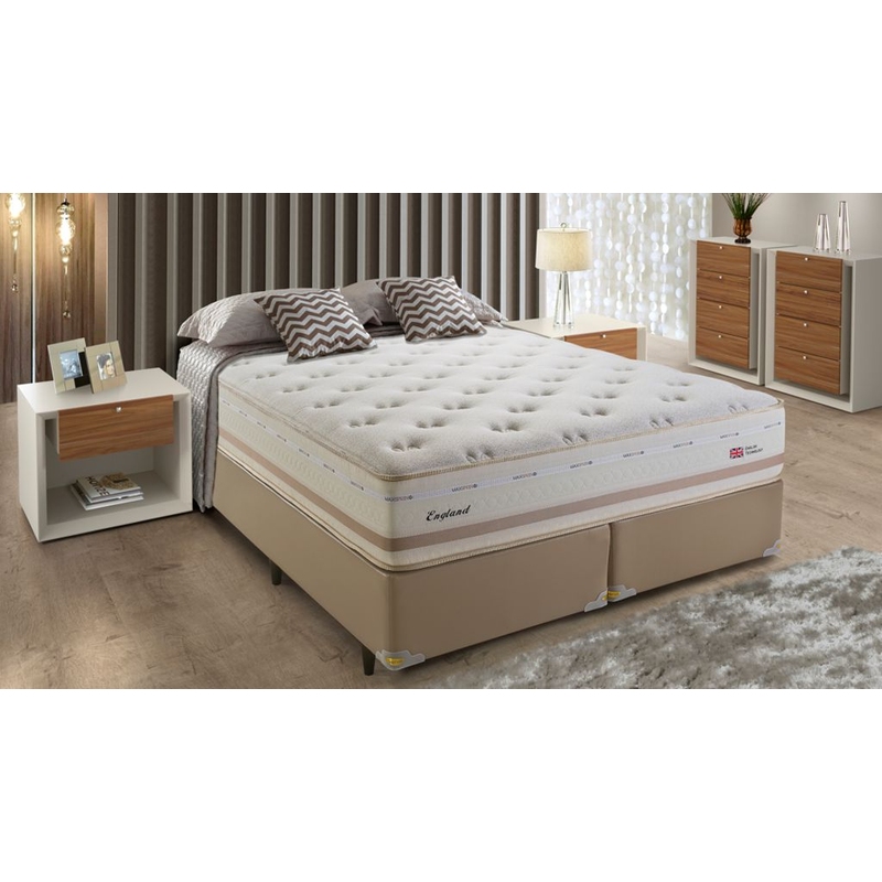 Colchão + Cama Box Herval England Queen Size 158x198x72cm
