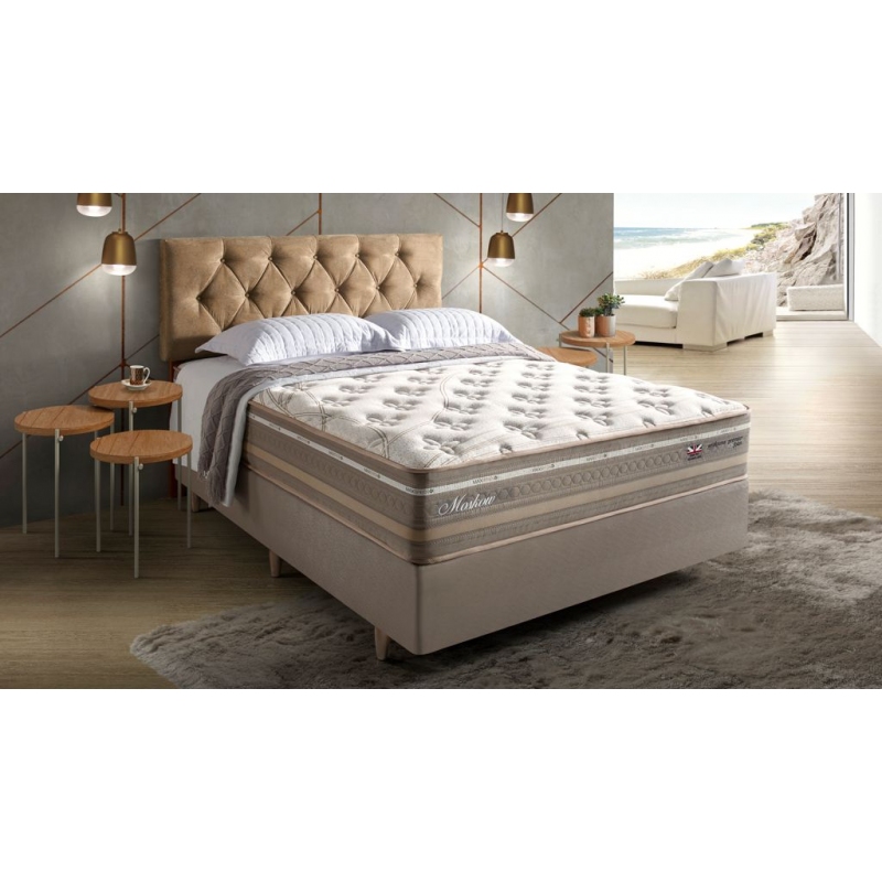 Colchão + Cama Box Herval Moskow King  Size 193x203x72cm