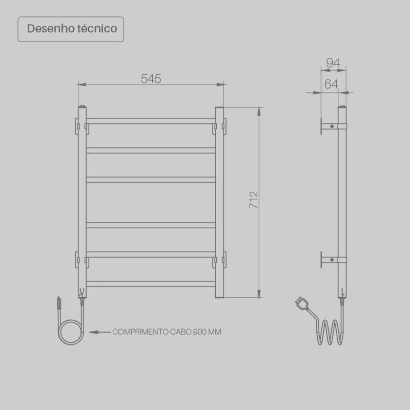 Toalheiro Elétrico Seccare Piazza Branco 90W