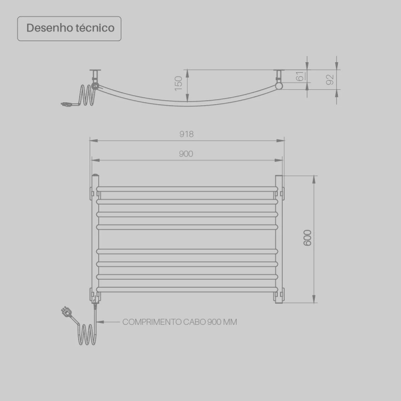 Toalheiro Elétrico Seccare Famiglia Reto Inox Polido 115W