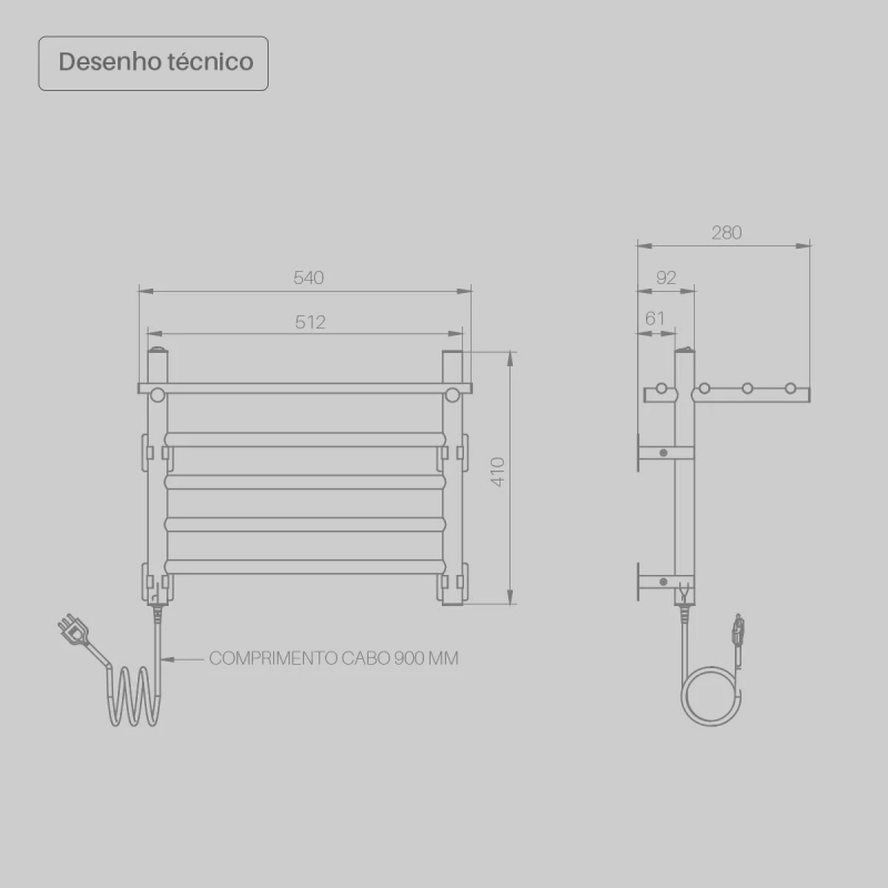 Toalheiro Elétrico Seccare Hotel 80W Branco