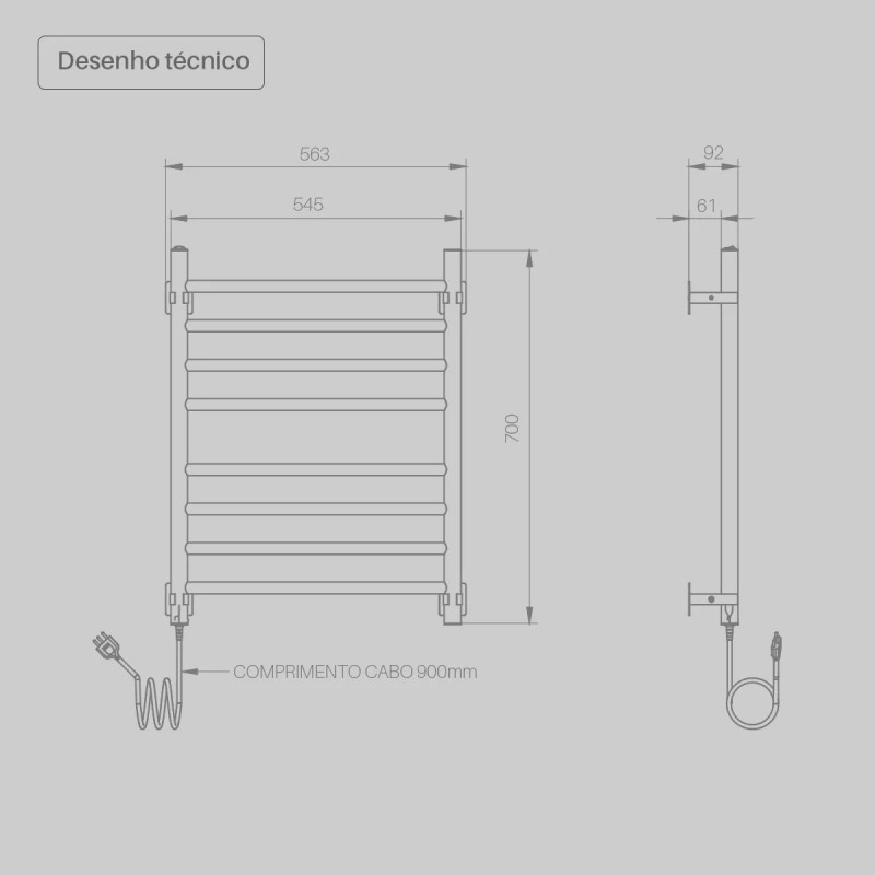 Toalheiro Elétrico Seccare Requinte Inox Polido 80W