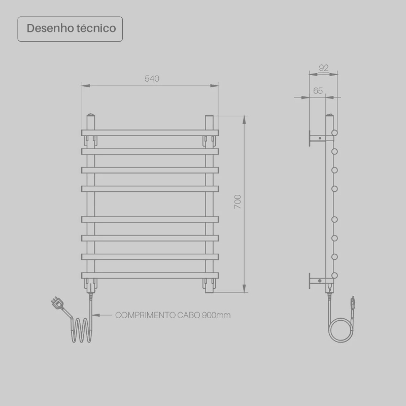 Toalheiro Elétrico Seccare Sottile Dourado 80W