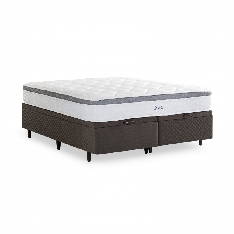 Colchão + Cama Box Herval Toledo Queen Size 158x198x56cm