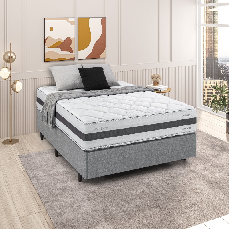 Colchão + Cama Box Herval Queen Size C1742 62x158x198cm